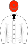 White, scarlet cap