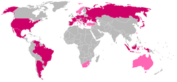 Държави, в които се продава списанието (2007 г.)