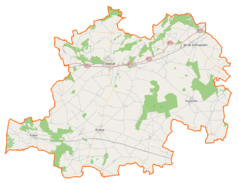Mapa konturowa powiatu gostyńskiego, w centrum znajduje się punkt z opisem „Bodzewo”