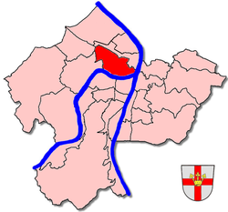 Lage des Stadtteils Koblenz-Lützel