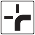 Zusatzzeichen 1002-20 Verlauf der Vorfahrt­straße an Kreuzungen (von unten nach rechts)