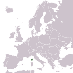 Letak Korsika di Eropa