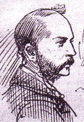 Sketch of a whiskered man in profile