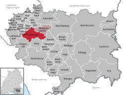 Elhelyezkedése Baden-Württemberg térképén