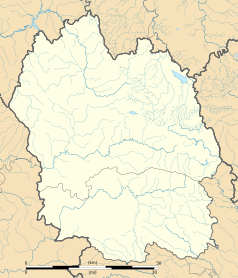 Mapa konturowa Lozère, blisko centrum na lewo u góry znajduje się punkt z opisem „Saint-Sauveur-de-Peyre”