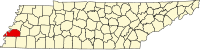 ティプトン郡の位置を示したテネシー州の地図