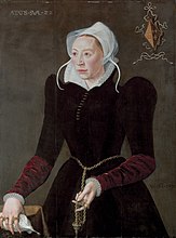 Zijn vrouw Marytge Dedel (1547-1621), door Van Swanenburg (1570)