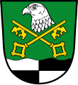Gemeinde Aurachtal Über von Silber und Schwarz geviertem Wellenschildfuß in Grün unter einem silbernen Falkenkopf zwei schräg gekreuzte goldene Schlüssel.