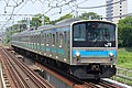 A JR-West 205–0 series in new Hanwa Line livery in July 2017