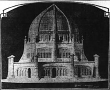 1920 photo of the Model of the Bahá'í House of Worship in Wilmette.jpg