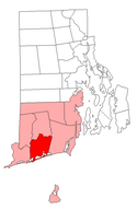 Location of Charlestown in Washington County, Rhode Island