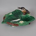 Lily dish with kingfisher, c. 1873, naturalistic style
