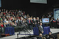 George W. Bush speaking to a panel