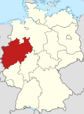 ドイツ国内におけるノルトライン＝ヴェストファーレン州の位置