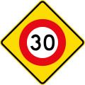 (W10-3) 30 km/h speed limit ahead