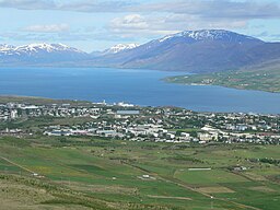 Utsikt över Akureyri och Eyjafjörður.