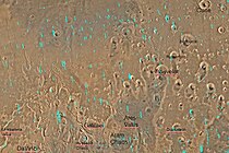 Quadrangle map of Oxia Palus labeled with major features. This quadrangle contains many collapsed areas of chaos and many outflow channels (old river valleys).