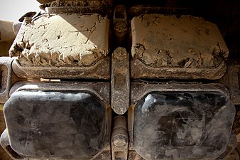 Worn and new track pads on an M1 Abrams main battle tank