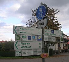 Gesamtsicht aller Rad- u. Wanderwege von und nach Eslarn (ehem. Bahnhof Eslarn)