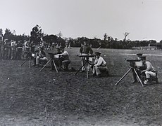 38th Battalion (Ottawa), CEF, with M1895 Colt–Browning machine guns, Prospect Camp, Bermuda, in 1915.jpg