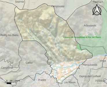 Carte de la ZNIEFF de type 1 sur la commune.