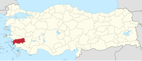 Aydınská provincie na mapě Turecka