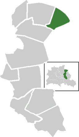 Stadsdelen Falkenbergs läge i stadsdelsområdet Lichtenberg i Berlin