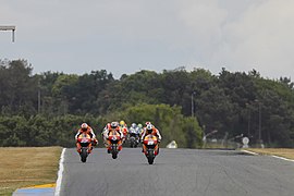 Casey Stoner, Andrea Dovizioso and Dani Pedrosa leading the group 2011 Le Mans.jpg