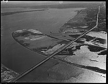 View of an island in a river from a plane