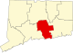 Mapa de Connecticut con la ubicación del condado de Middlesex