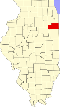 Map of Ilinois highlighting Kankakee County