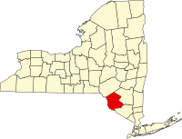 Map of New York highlighting Sullivan County