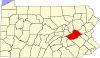 Mapa de Pensilvania con la ubicación del condado de Schuylkill