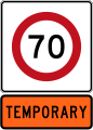 Temporary 70 km/h speed limit