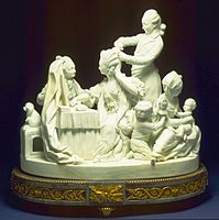 The Toilet of Madame: Hard-paste porcelain, marble, ormolu base, 1775, a domestic scene from upper-class life