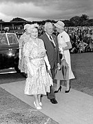 School children's welcome for The Queen Mother, Brisbane Cricket Ground.jpg