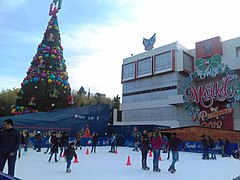 Árbol de Navidad y pista de hielo en Pachuca.