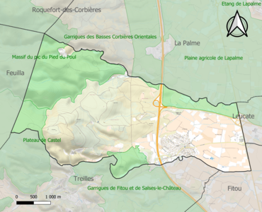 Carte des ZNIEFF de type 1 sur la commune.