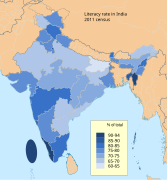 2011 Census India literacy distribution map by states and union territories.svg