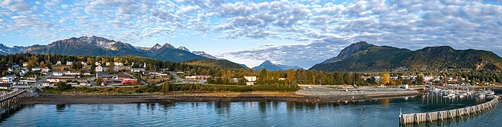 Haines, Alaska USA – harbor and town view