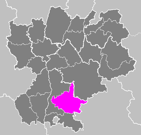 Arrondissement Die na mapě regionu Rhône-Alpes