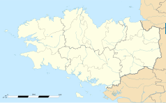 Mapa konturowa Bretanii, u góry po lewej znajduje się punkt z opisem „Lanildut”