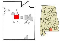 Location of Andalusia in Alabama