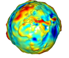 Image of globe combining color with topography.