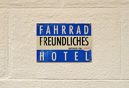 Sign, Cycle-friendly hotel