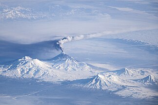 Kliuchevskoi Volcano erupting