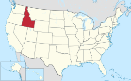 Mapa ti Estados Unidos a mangipakita ti Idaho