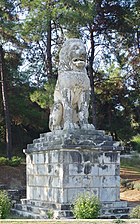 Le lion d'Amphipolis, Macédoine, Grèce, en 2002.