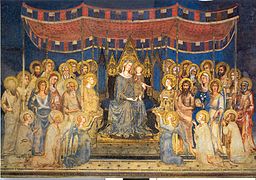 Maestá, fresco en el Palazzo Pubblico de Siena, de Simone Martini, 1315-1321.