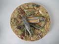Wall plate, 15.2 in, coloured glazes, Palissy style